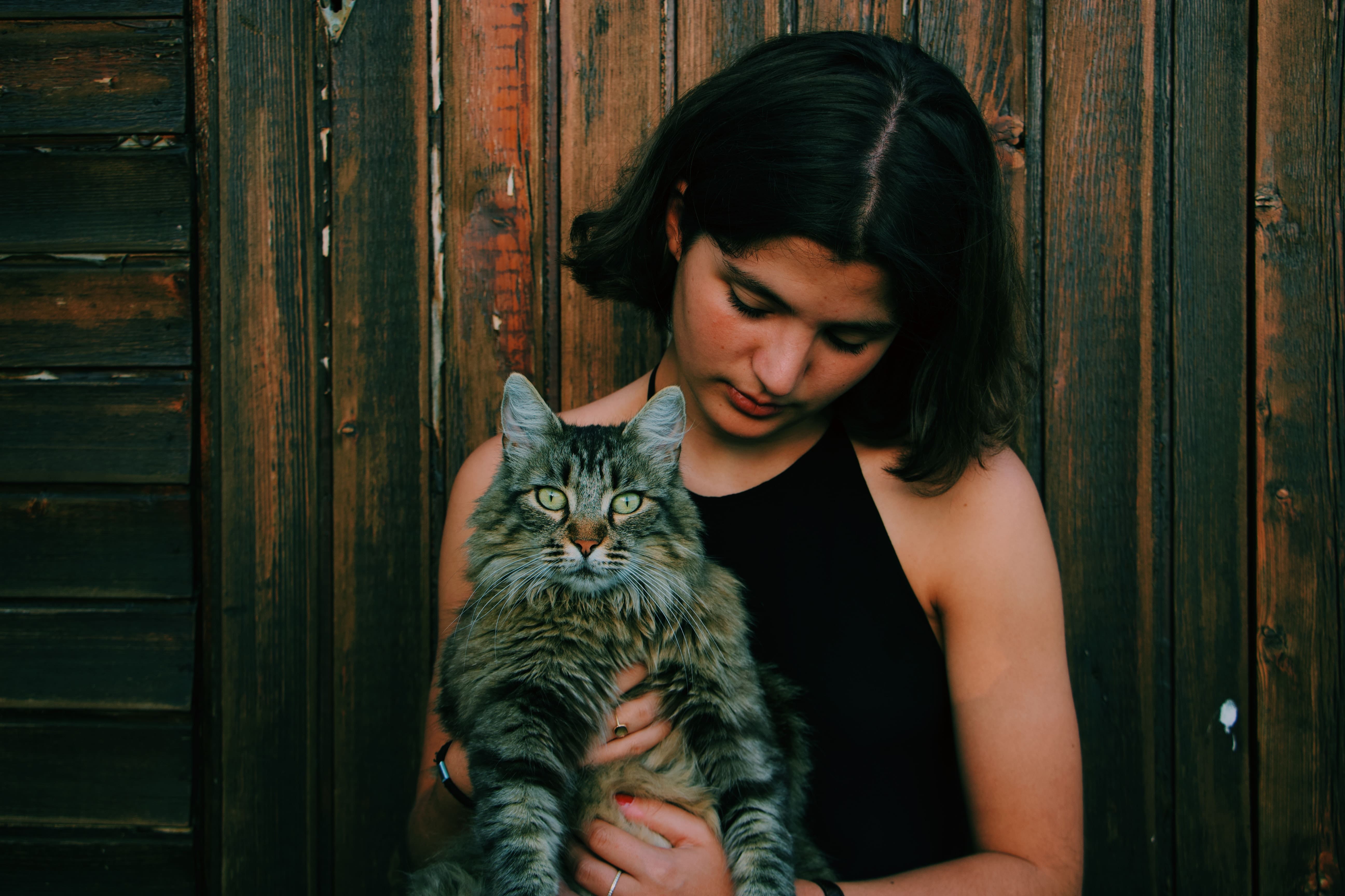 Woman and a cat